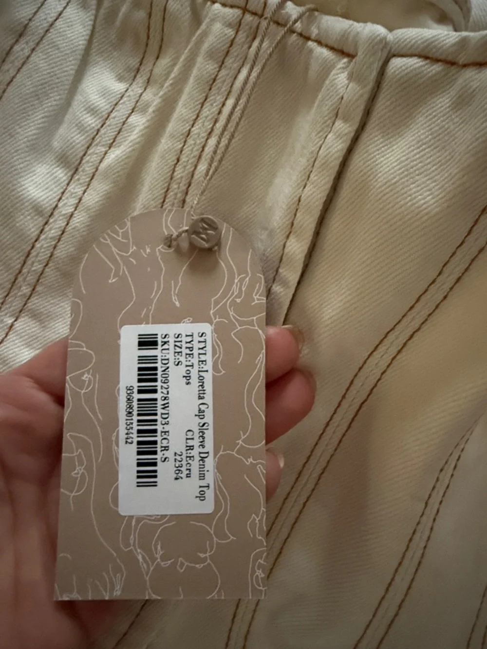 Meshki Cream Square-Neck Corset Crop Top - Picture 3 of 3